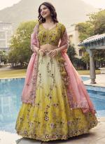 Pure Organza Yellow Wedding Wear Embroidery Work Lehenga Choli